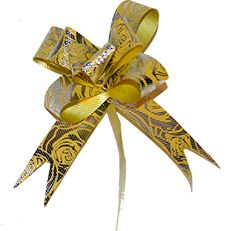 BUTTERFLY PULL BOWS 10PCS SILVER W/GOLD FLOWER