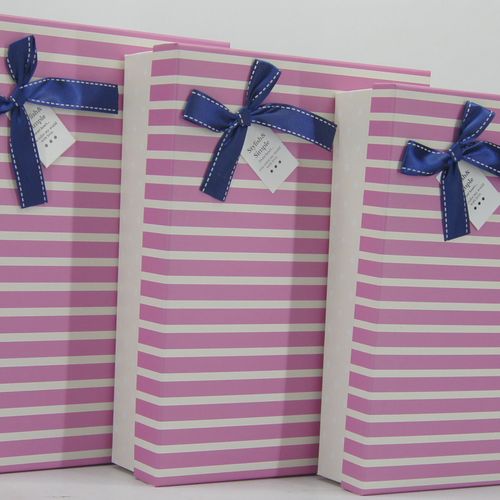 Gift Box Set of 3 PINK /WHITE STIPES