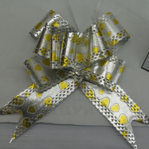 Butterfly Bows 10 pcs Silver W/Gold Hearts