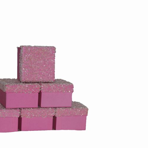 Gift Boxes with Beads Set of 6 PINK