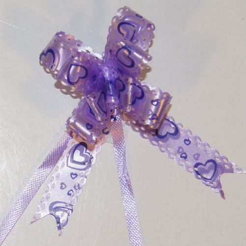 Butterfly Pull Bows 10pcs purple w/hearts