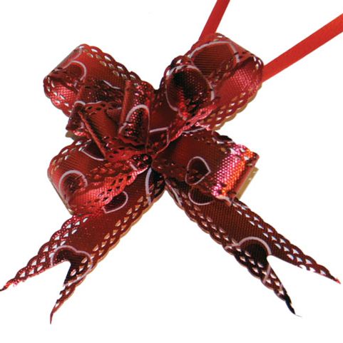 BUTTERFLY PULL  BOWS 10PCS RED W/HEARTS